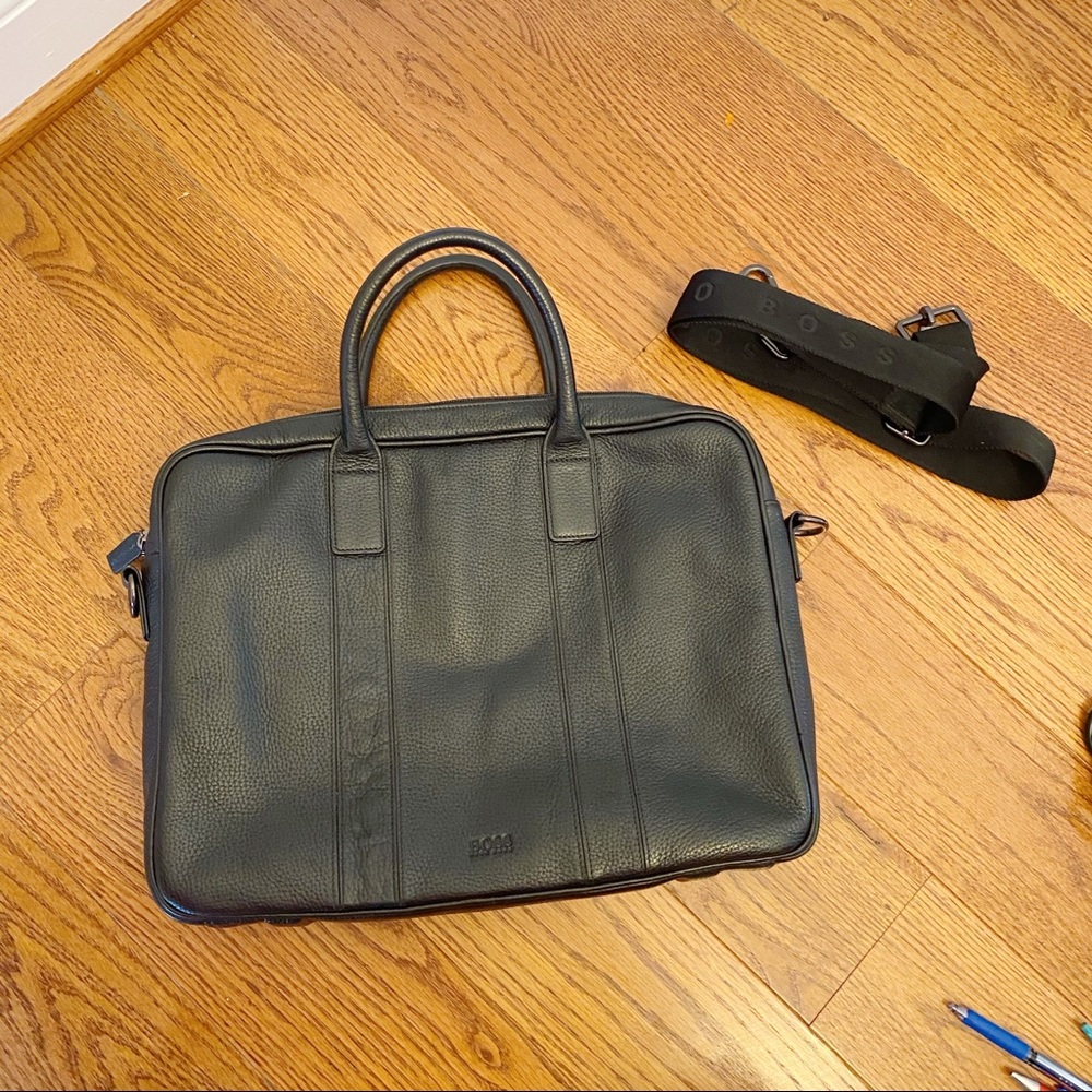 Hugo Boss Men’s Leather Briefcase with Strap